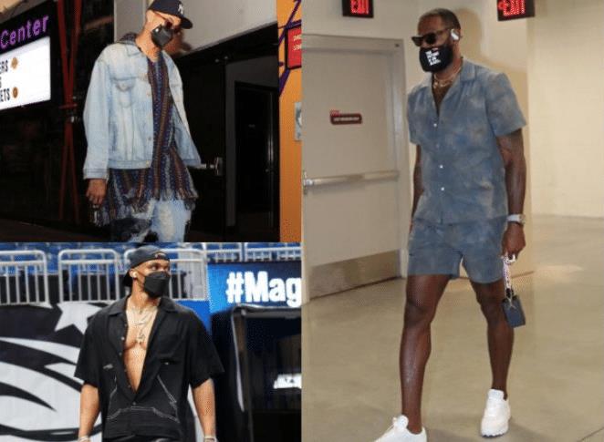 NBA球星詹皇、忍者龟卸下篮球装，变身穿搭潮人。球场边展现潮流
